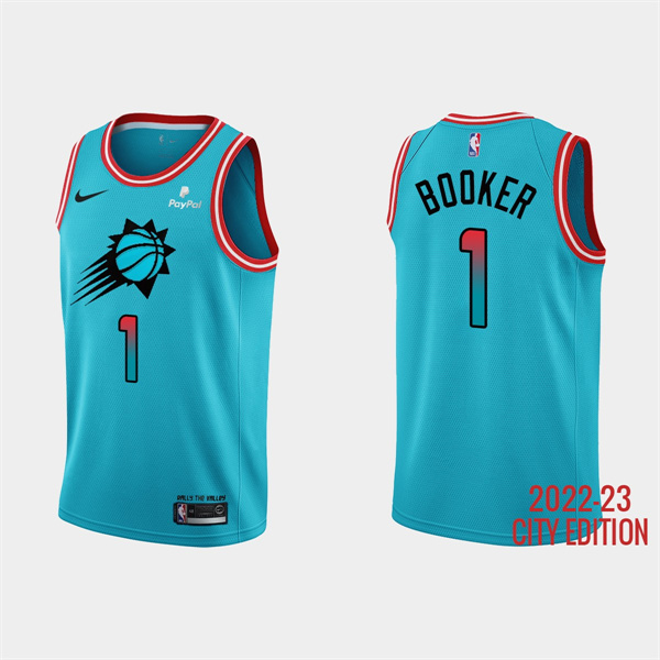 Youth Phoenix Suns #1 Devin Booker 2022-23 Blue City Edition Stitched Basketball Jersey